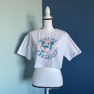 NWOT! Give me the money cat crop top